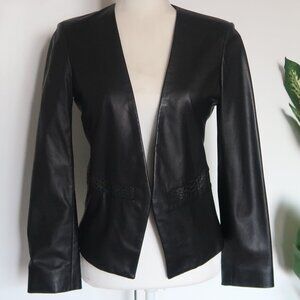 Beryll Buttery Soft Black Lamb Leather Blazer Jacket Hand Made USA Luxurious XS